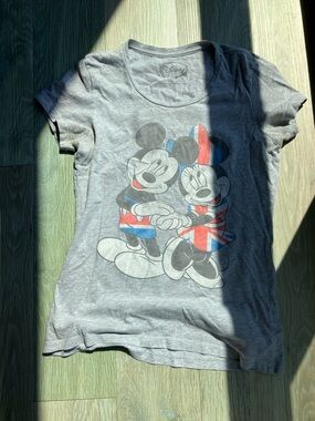 Forever 21 Gray Mickey & Minnie Union Jack Graphic Tee